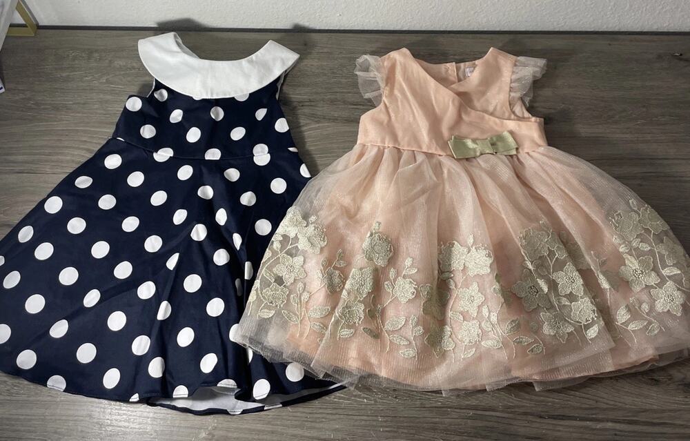 Lot of 2 Baby Girl Dresses Size 24 M Catherine Malandrino & Navy Polka Dot